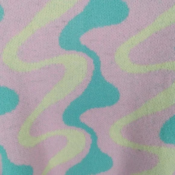 RECLAIMED VINTAGE Swirl Print Pastel Jumper Oversized UK 8 10 - Picture 4 of 8